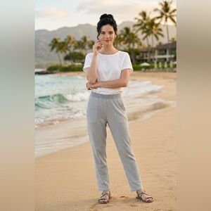 J. Jill Womens Black White Striped Linen Blend Pull On Hi Rise Pants Size Large